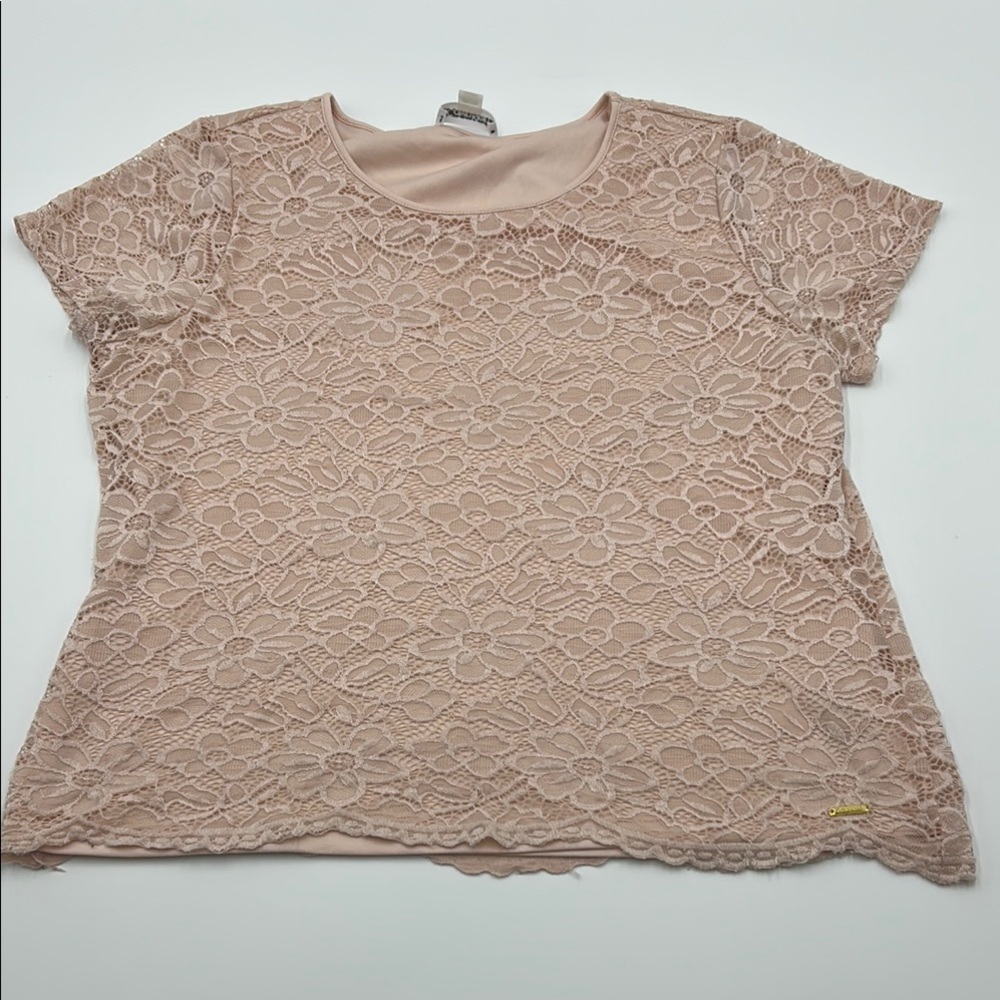 Calvin Klein Pink Boxy Short Sleeve Blouse Xl Casual Floral